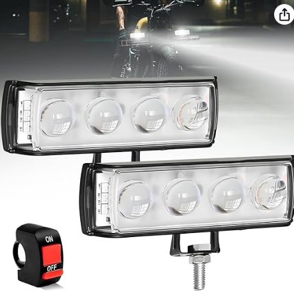 4 Led Ultra Mini Drive Flasher Fog Light Projector Light with White/Yellow + Red & Blue Stable + Flasher Led DRL Light for Cars, Bikes, Scooty with Turn On/Off Switch, 2 Pc