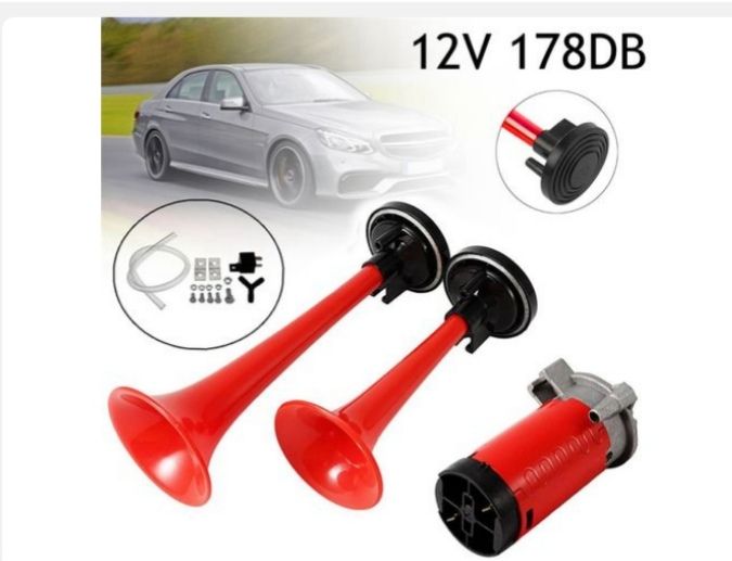 12V 178DB Auto Car Claxon Air Horns Set Super Loud Dual Tone with 12V Trumpet Compressor for Motorcycle Car Boat Truck Vehicle