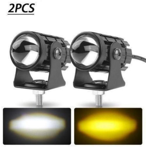 Motorcycle LED Headlight Mini Driving Light Universal Dual Color Spotlights for Motorbike Truck Trailer Off-road Moto Accessorie
