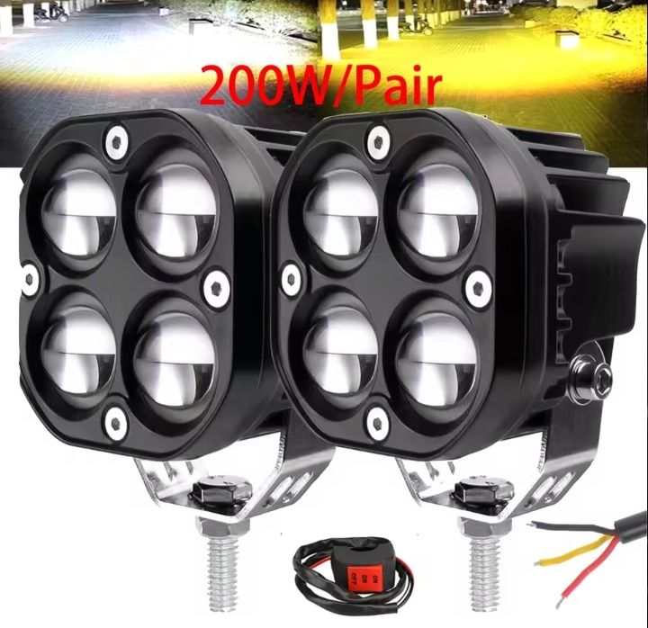 Super bright 3 Inch Dual Color LED Spotlights 200W Fog lamp Headlight Accessory For Motorcycle Truck Car SUV ATV 30000LM 24V 12V