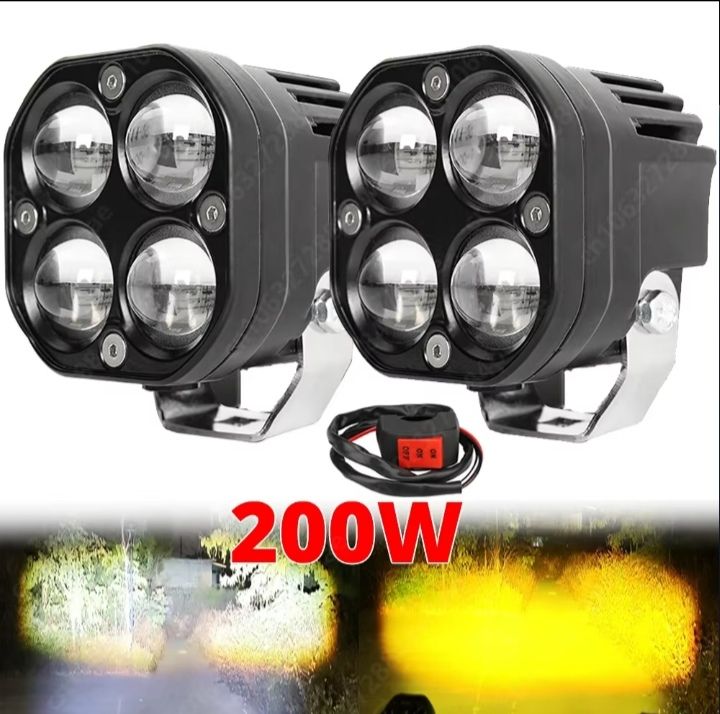Super bright 3 Inch Dual Color LED Spotlights 200W Fog lamp Headlight Accessory For Motorcycle Truck Car SUV ATV 30000LM 24V 12V