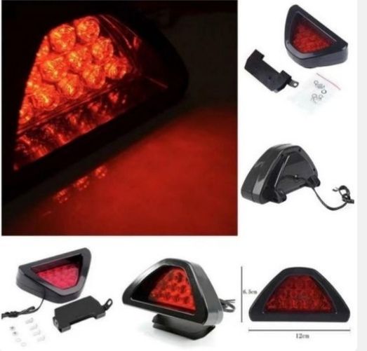 Car/bike Rear Brake Light, 12V Universal 12 LED Third Stop Light, Strobe Flash Fog Tail Lamp Light, Red Light & Red Shell