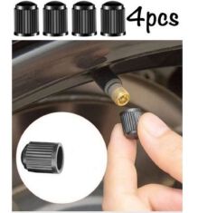 Universal Fit Tubeless Tire Valve Stem Dust Caps (4 Pack) Black, General For Car, Motorcycles, Bicycles And Trolleys