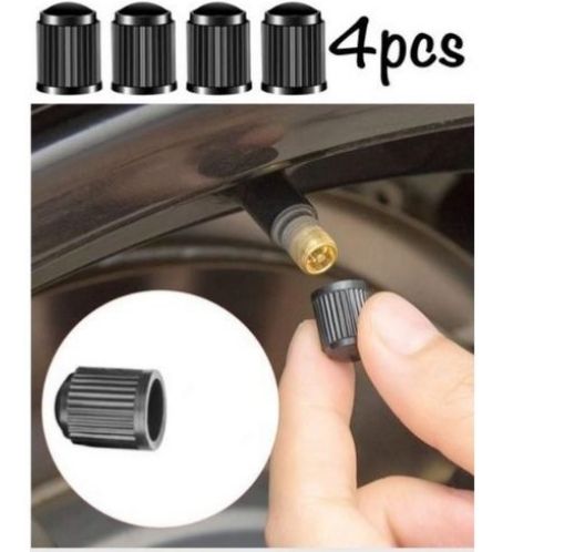 Universal Fit Tubeless Tire Valve Stem Dust Caps (4 Pack) Black, General For Car, Motorcycles, Bicycles And Trolleys