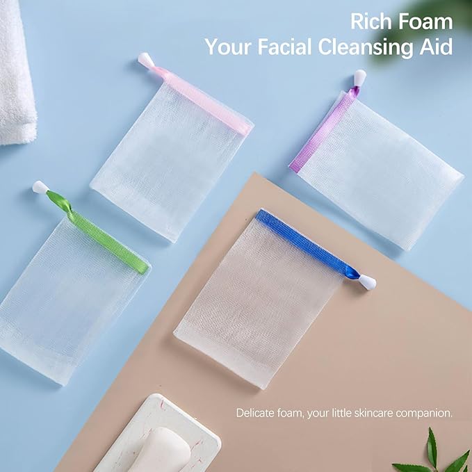 Exfoliating mesh soap bag Double layer thickened foam mesh soap storage bag Drawstring bag Bubble mesh bag