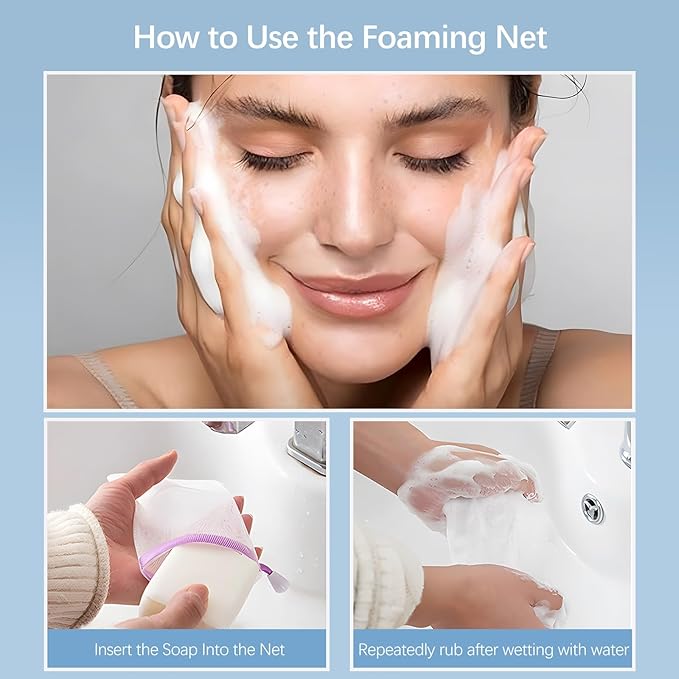 Exfoliating mesh soap bag Double layer thickened foam mesh soap storage bag Drawstring bag Bubble mesh bag