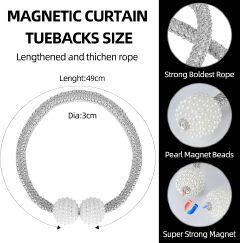 Magnetic Curtain Tiebacks, Curtain Tiebacks Buckles Holdbacks Holders for Home Bedroom Office Decorative Curtain