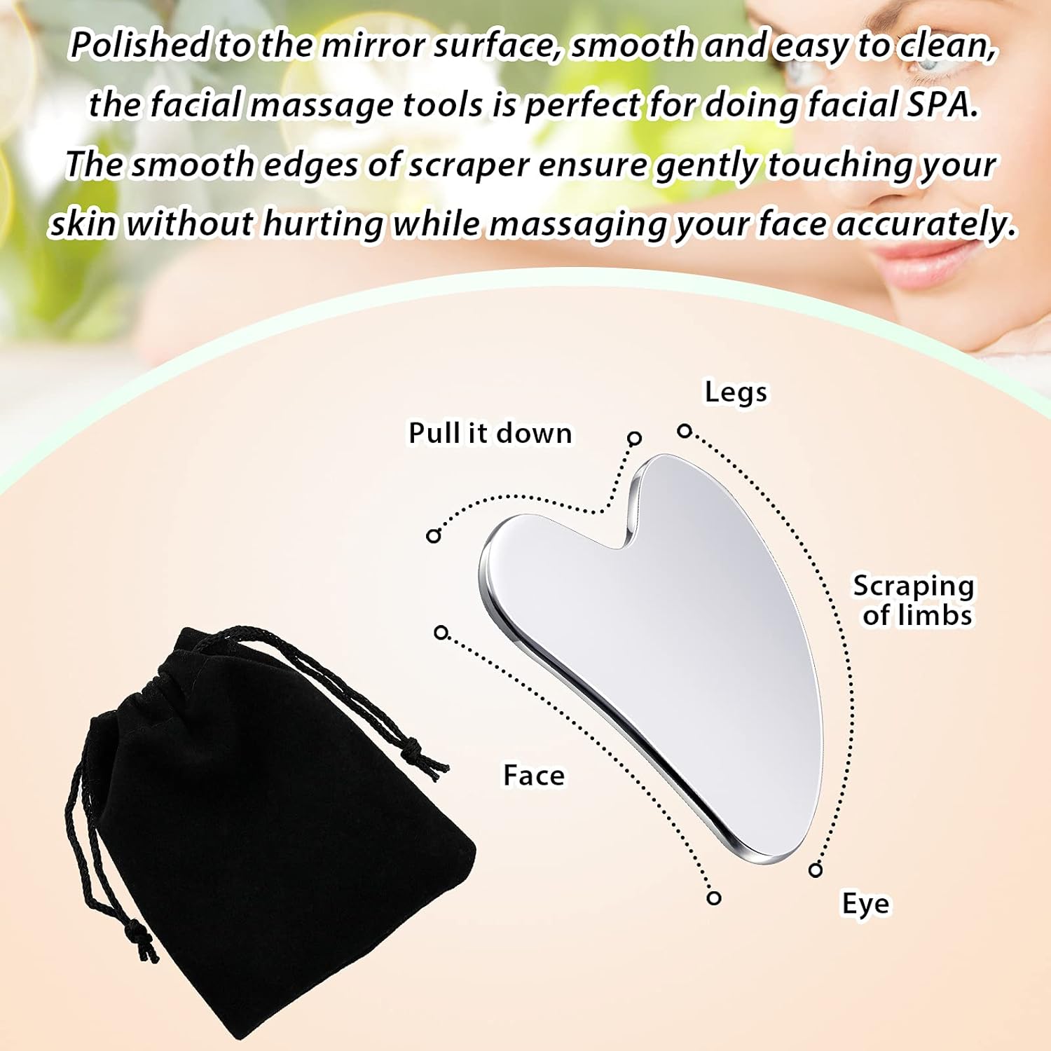 Professional Stainless Steel Gua Sha Tool - Face, Eye & Body Massage for Lymphatic Drainage