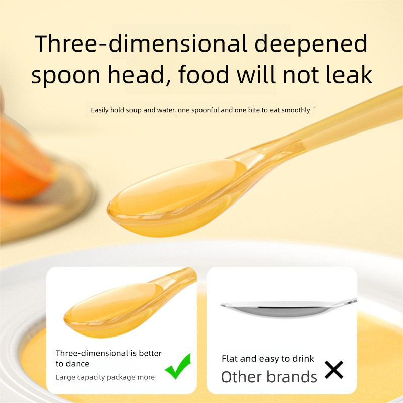 Child silicone spoon, newborn rice cereal spoon, baby feeding spoon, soft spoon for eating and drinking, food-grade silicone infant spoon