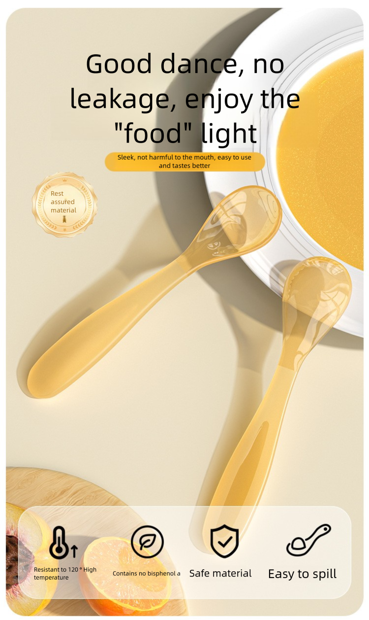 Child silicone spoon, newborn rice cereal spoon, baby feeding spoon, soft spoon for eating and drinking, food-grade silicone infant spoon