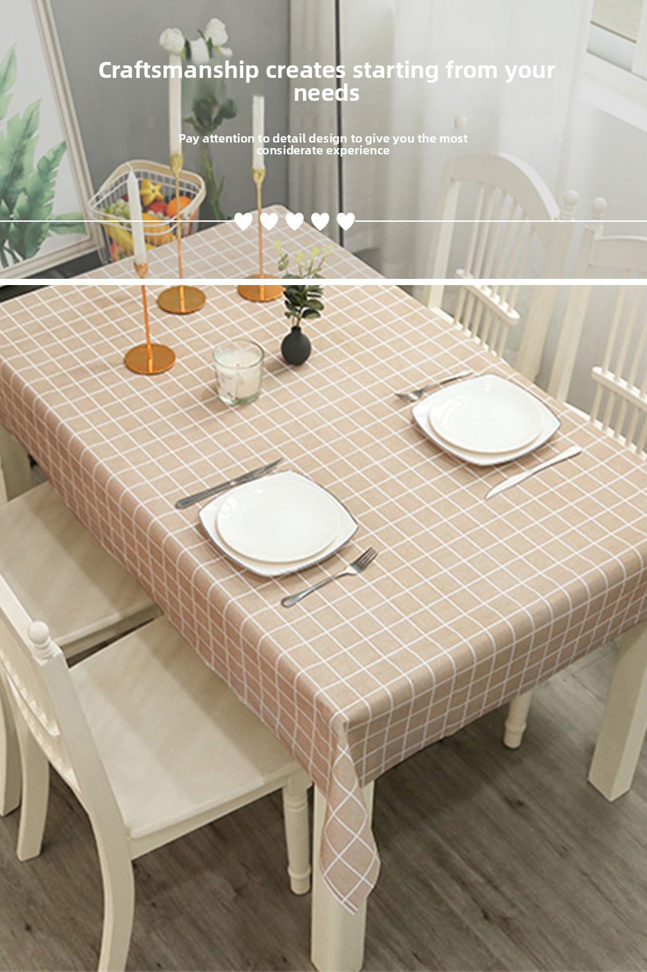 Anti scald and non washable grid tablecloth PEVA simple waterproof and oil resistant home modern style tablecloth
