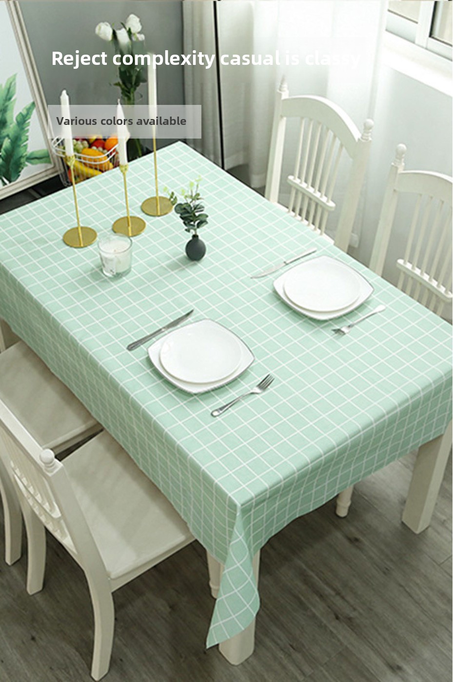 Anti scald and non washable grid tablecloth PEVA simple waterproof and oil resistant home modern style tablecloth