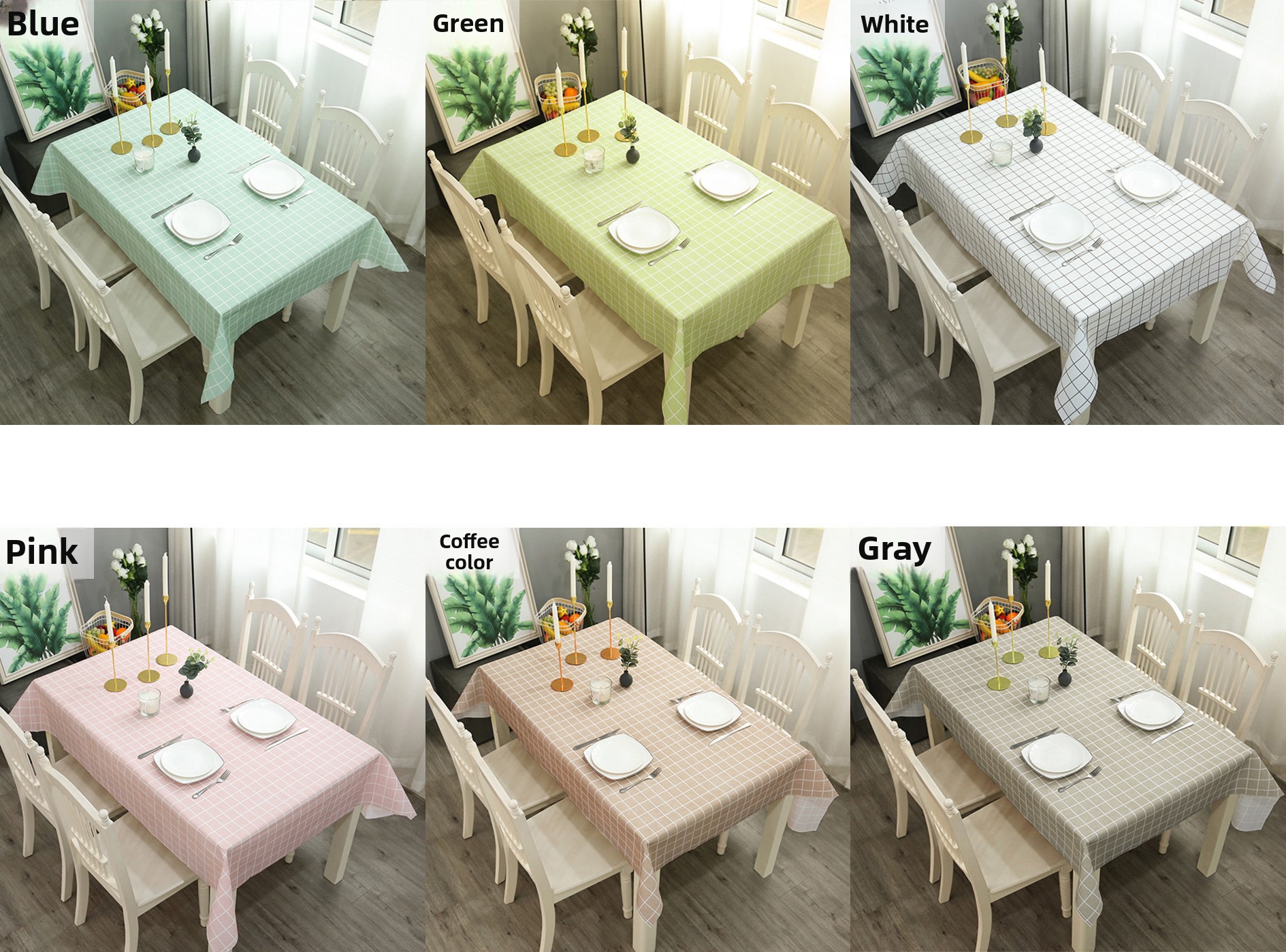 Anti scald and non washable grid tablecloth PEVA simple waterproof and oil resistant home modern style tablecloth