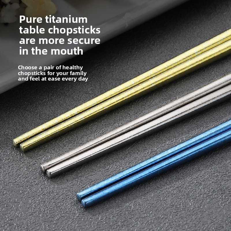 Pure titanium chopsticks, household reusable tableware, healthy sushi food sticks, tableware, kitchen utensils