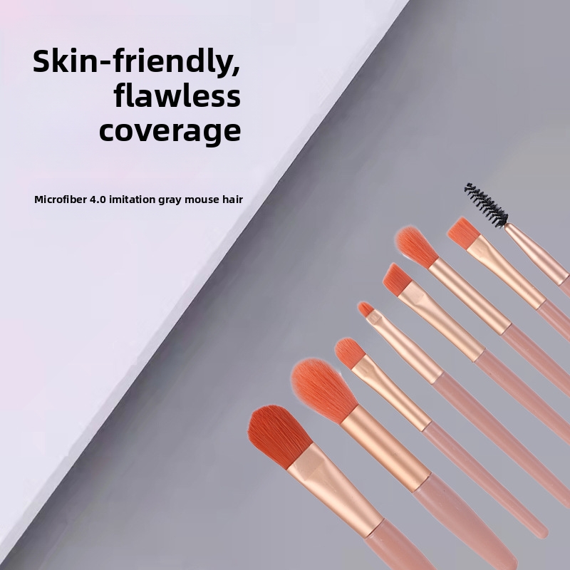 Mini 8-piece macaron makeup brush set, portable loose powder brush, soft bristle beauty tool manufacturer, wholesale in stock