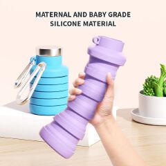 Creative silicone folding water bottle, portable water bottle for running and fitness, outdoor sports water cup, travel cup