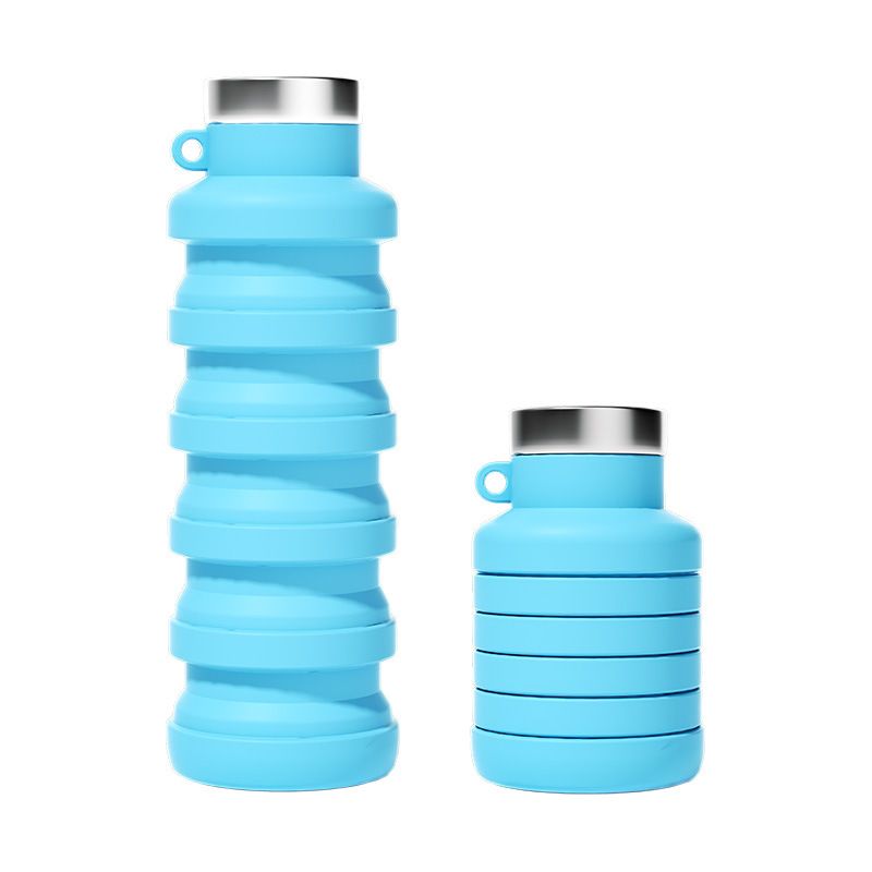 Creative silicone folding water bottle, portable water bottle for running and fitness, outdoor sports water cup, travel cup