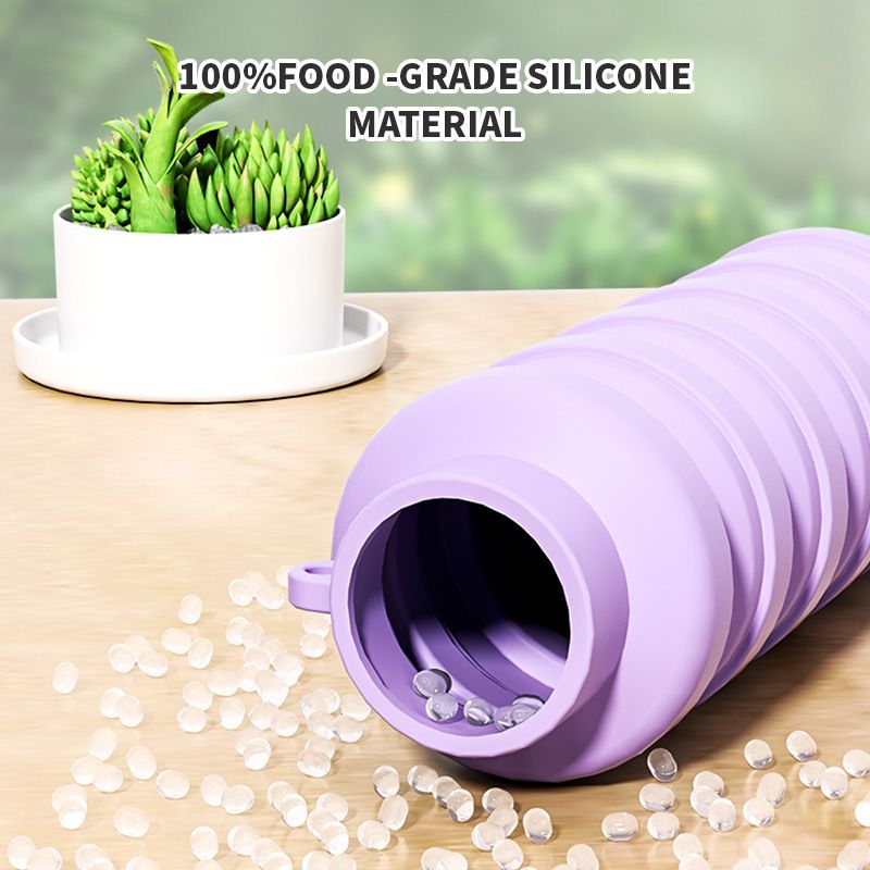 Creative silicone folding water bottle, portable water bottle for running and fitness, outdoor sports water cup, travel cup