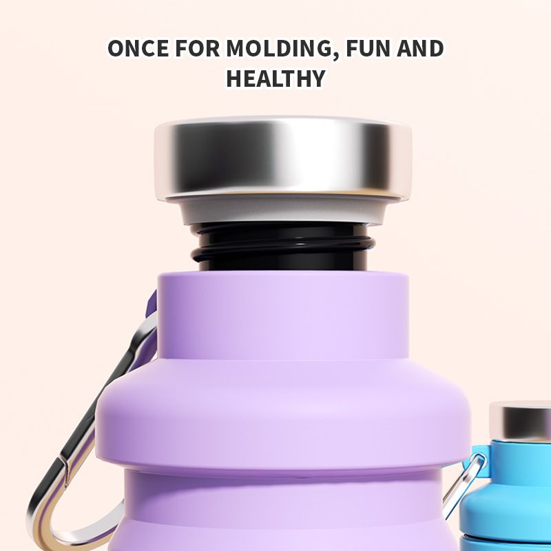Creative silicone folding water bottle, portable water bottle for running and fitness, outdoor sports water cup, travel cup