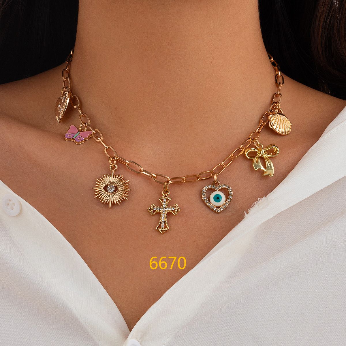 #1 European and American cross-border ocean style fish tail imitation pearl tassel necklace with beach star and shell pendants