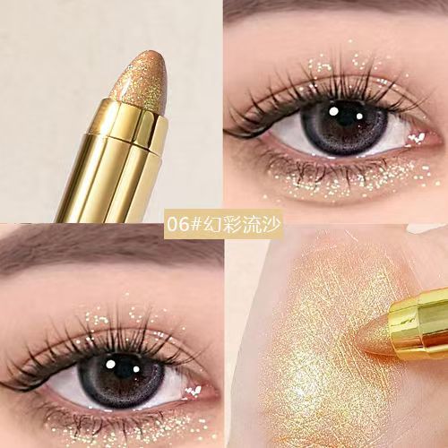 One-touch molding! Lazy Eyeshadow pen, high-gloss double-headed pearlescent fine sparkle, contouring and brightening, Fairy tear Eyeshadow stick, student