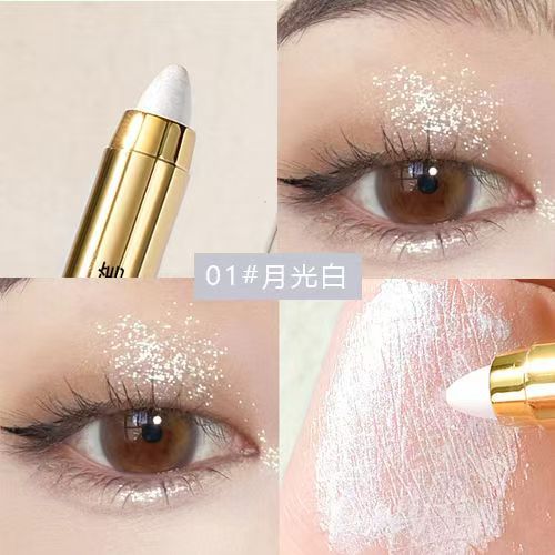 One-touch molding! Lazy Eyeshadow pen, high-gloss double-headed pearlescent fine sparkle, contouring and brightening, Fairy tear Eyeshadow stick, student