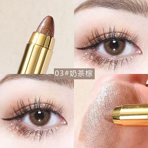 One-touch molding! Lazy Eyeshadow pen, high-gloss double-headed pearlescent fine sparkle, contouring and brightening, Fairy tear Eyeshadow stick, student