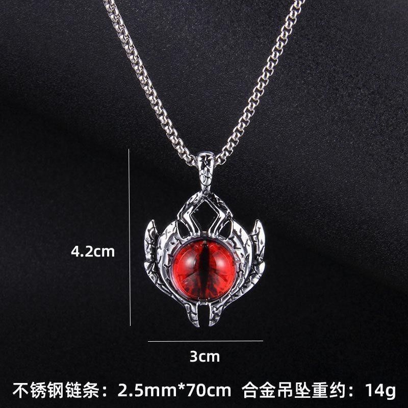 The "Eye to the Sky" evil men's luminous necklace, Orange Personality Eyes, male hip-hop Devil's Eye Necklace