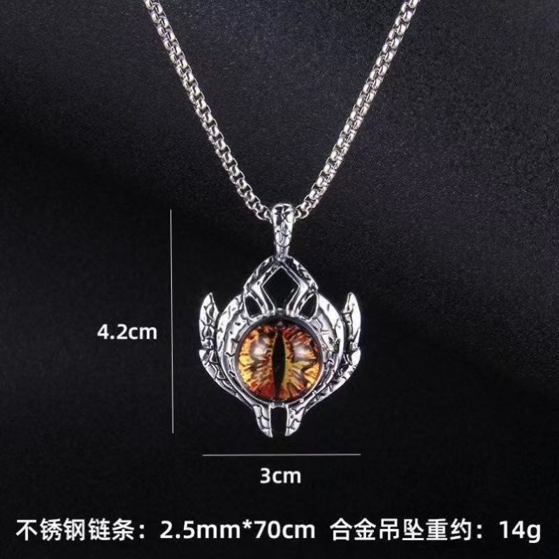 The "Eye to the Sky" evil men's luminous necklace, Orange Personality Eyes, male hip-hop Devil's Eye Necklace