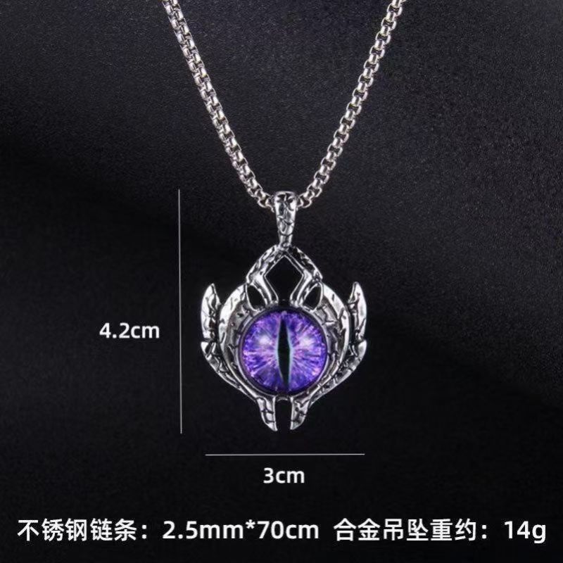 The "Eye to the Sky" evil men's luminous necklace, Orange Personality Eyes, male hip-hop Devil's Eye Necklace