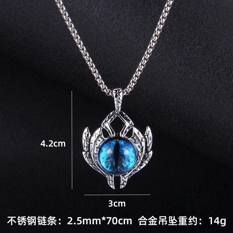 The "Eye to the Sky" evil men's luminous necklace, Orange Personality Eyes, male hip-hop Devil's Eye Necklace