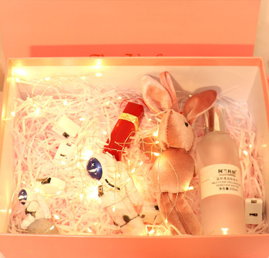 Led small light cake bouquet decoration atmosphere copper wire colored light battery box light string small white box light string star
