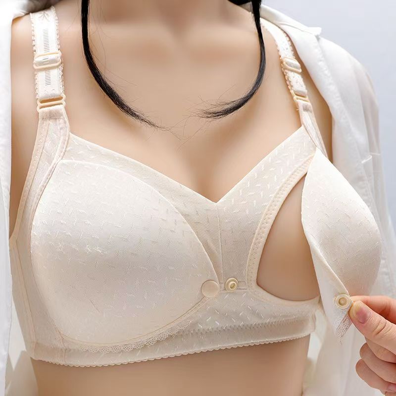 Non-wire nursing bra with front zipper, maternity underwear for pregnant women during pregnancy, postpartum breastfeeding, breast support, anti-sagging, thin bra 34-42 cup