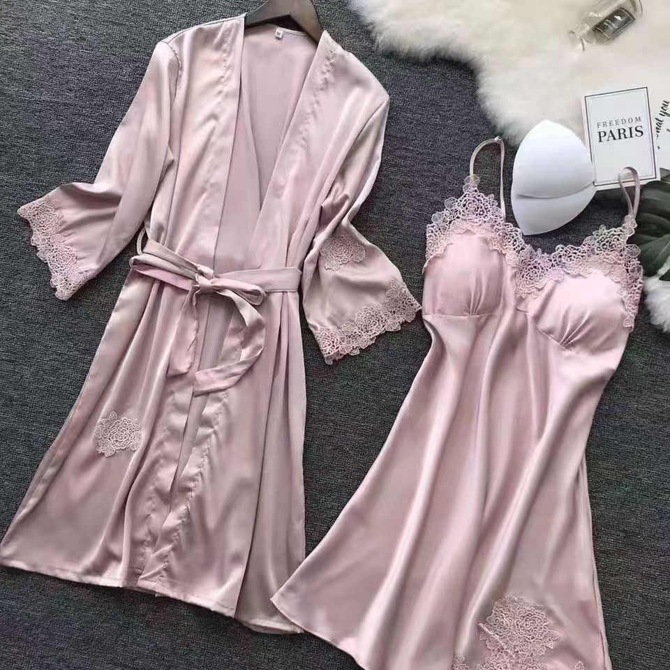 Sexy nightwear for women, two-piece set of women's chiffon halter neck dress, sleeveless, thin, summer, with chest pads, home wear