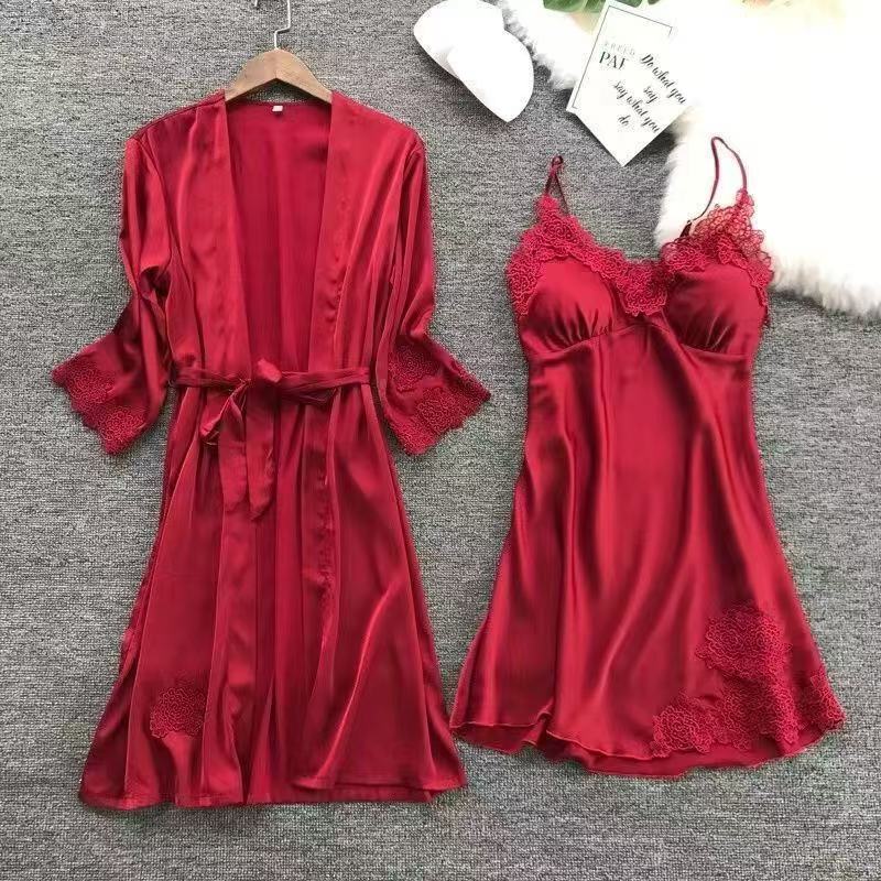 Sexy nightwear for women, two-piece set of women's chiffon halter neck dress, sleeveless, thin, summer, with chest pads, home wear