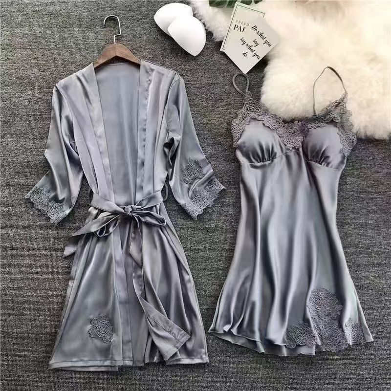 Sexy nightwear for women, two-piece set of women's chiffon halter neck dress, sleeveless, thin, summer, with chest pads, home wear