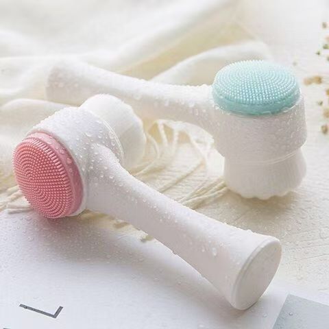 Double-Sided Silicone Face Cleansing Brush Facial Cleanser Blackhead Removal Product Pore Cleaner Exfoliator Face Scrub Brush