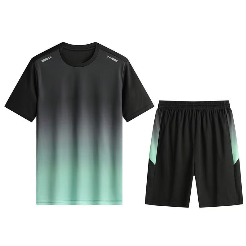 Sportswear set for men and women, summer ice silk quick-drying T-shirt, short sleeves, basketball training, fitness clothes, morning run, running clothes, equipment