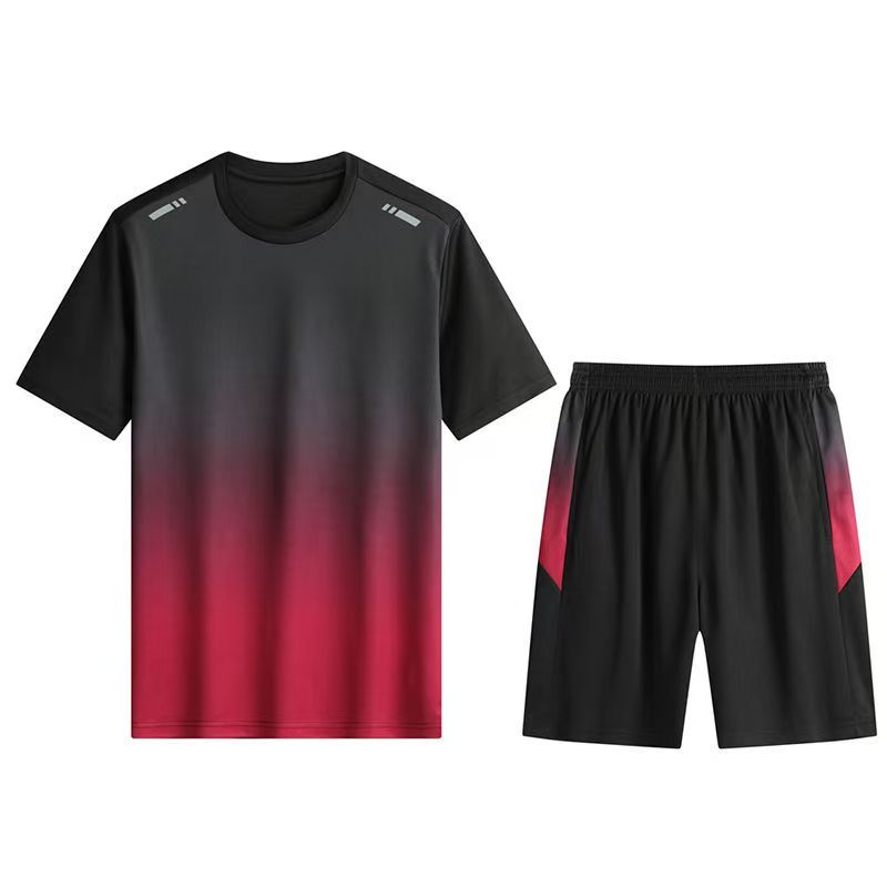 Sportswear set for men and women, summer ice silk quick-drying T-shirt, short sleeves, basketball training, fitness clothes, morning run, running clothes, equipment