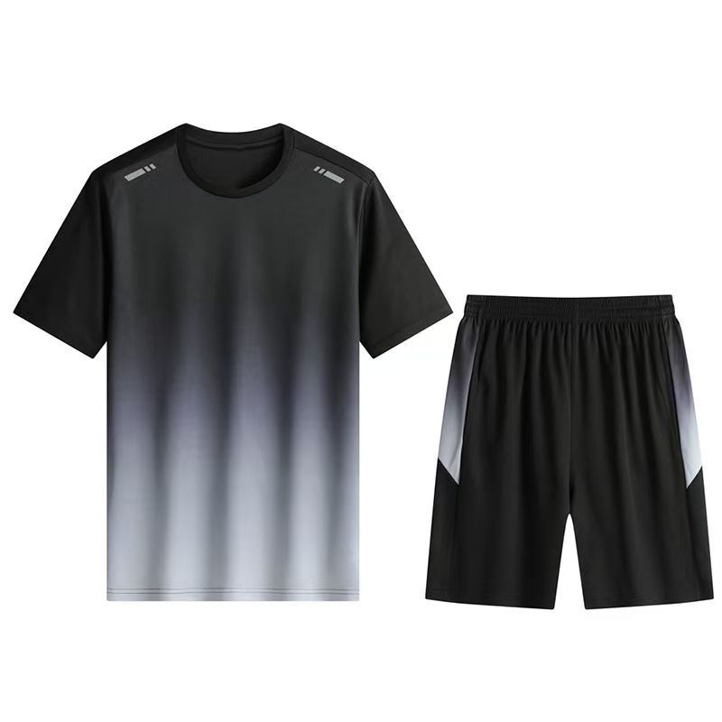 Sportswear set for men and women, summer ice silk quick-drying T-shirt, short sleeves, basketball training, fitness clothes, morning run, running clothes, equipment