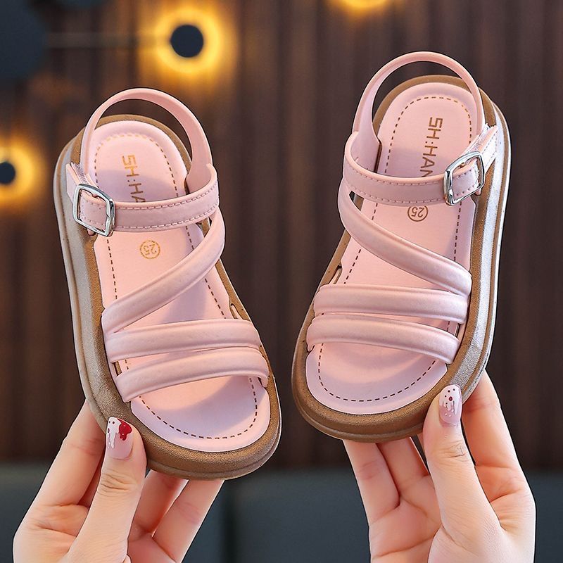 Kids Shoes Sandals Girls' Sandals Fashion Cute Baby Children Beach Shoes Non-Slip Soft Soled Little Princess Shoes Slipper
