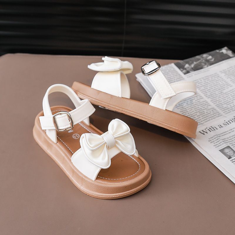 Kids Shoes Sandals Girls' Bowknot Princess Sandals Fashion Cute Baby Children Beach Shoes Non-Slip Soft Soled Little Princess Shoes Slipper