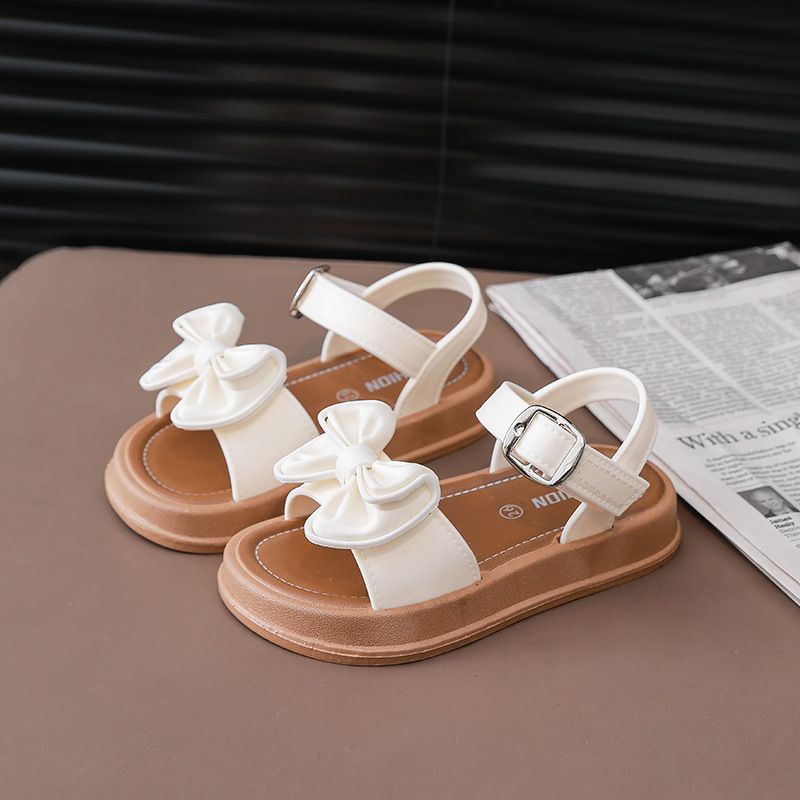 Kids Shoes Sandals Girls' Bowknot Princess Sandals Fashion Cute Baby Children Beach Shoes Non-Slip Soft Soled Little Princess Shoes Slipper