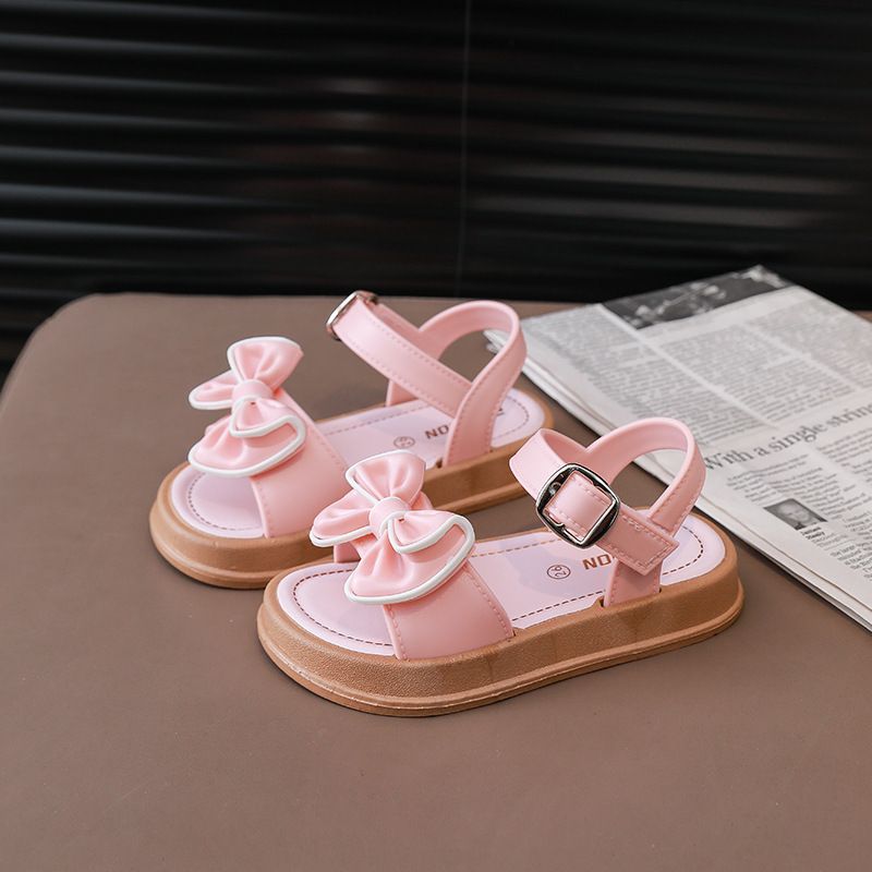 Kids Shoes Sandals Girls' Bowknot Princess Sandals Fashion Cute Baby Children Beach Shoes Non-Slip Soft Soled Little Princess Shoes Slipper