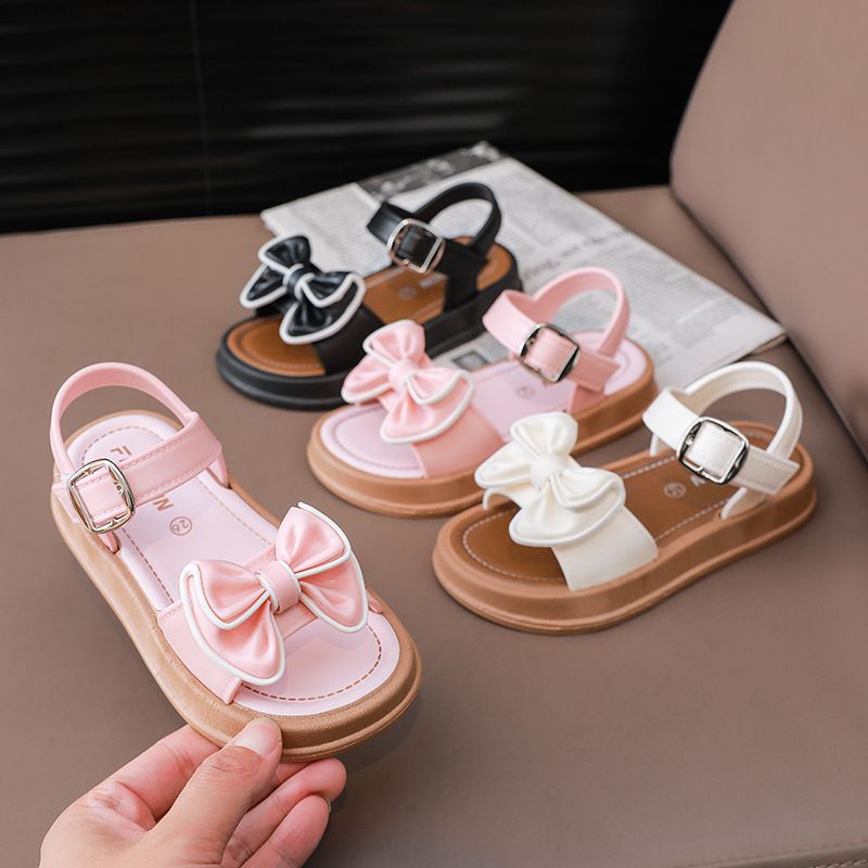 Kids Shoes Sandals Girls' Bowknot Princess Sandals Fashion Cute Baby Children Beach Shoes Non-Slip Soft Soled Little Princess Shoes Slipper