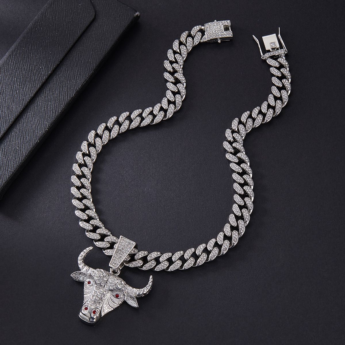 Full Rhinestone Hip Hop New Tauren Gold Iced Out Crystal Cuban Chain Necklace For Women Men Bling Paved Hiphop Jewelry Miami Male Rapper Accessories Jewelry Gift Set