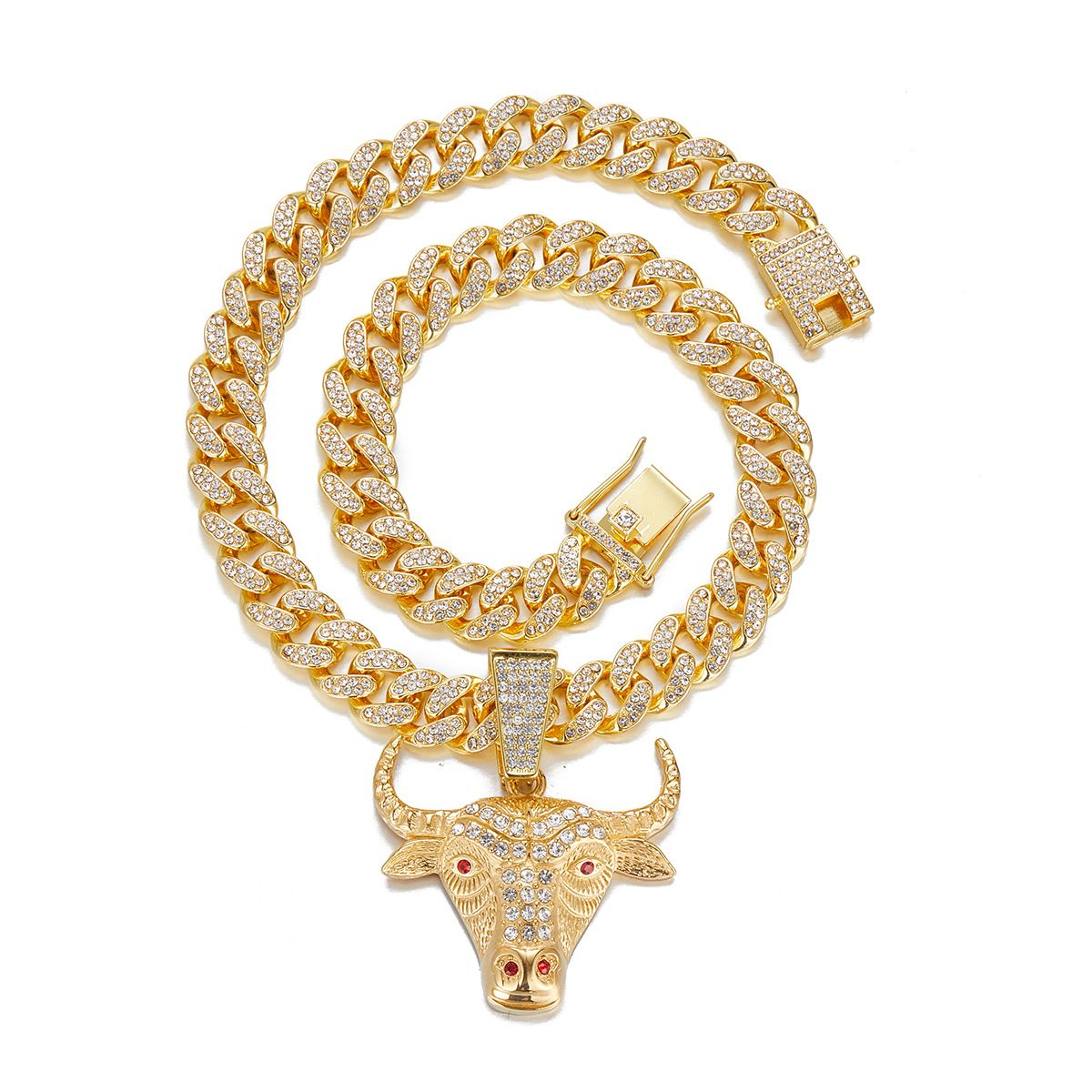 Full Rhinestone Hip Hop New Tauren Gold Iced Out Crystal Cuban Chain Necklace For Women Men Bling Paved Hiphop Jewelry Miami Male Rapper Accessories Jewelry Gift Set