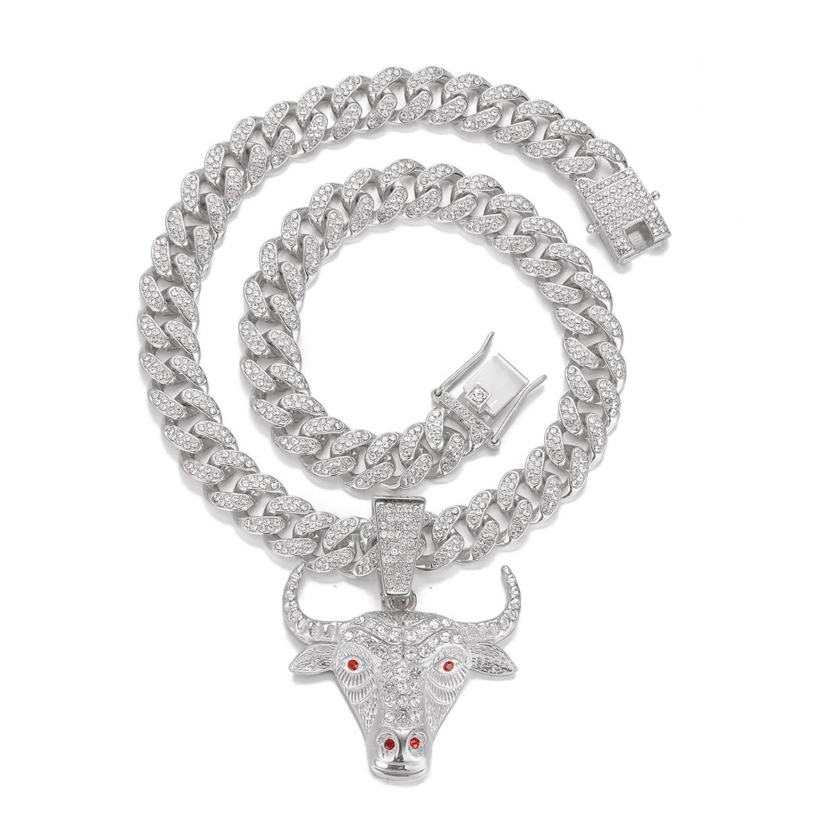 Full Rhinestone Hip Hop New Tauren Gold Iced Out Crystal Cuban Chain Necklace For Women Men Bling Paved Hiphop Jewelry Miami Male Rapper Accessories Jewelry Gift Set