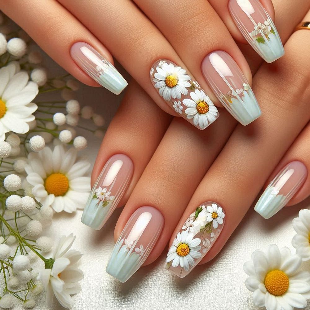 Nail art 24-piece set fake nails reusable sticker nails press-on french nail patch high sense sunflower armor jelly sticker cosmetic accessories
