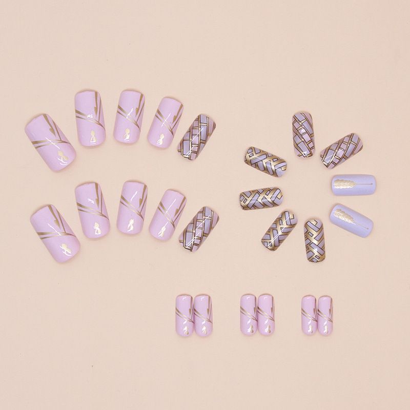 Nail art 24-piece set fake nails reusable sticker nails press-on full coverage fake nail tips and jelly sticker cosmetic accessories view 3